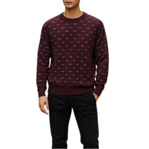 JOSEPH & FEISS Mens Purple 90’s Vibe Grandpa Crewneck Sweater Textured Knit M